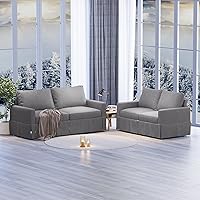 Vista 16 de Sofá biplaza de lino fino, moderno sofá biplaza para apartamento, sala de estar, dormitorio, muebles de espacios pequeños, sofás, sofás, patas