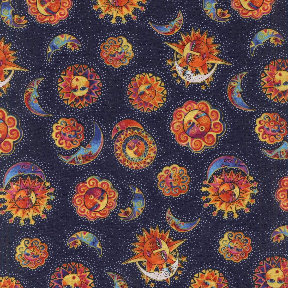 ClothworksFabrics Laurel Burch Celestial Magic Suns Moons Multi Blue
