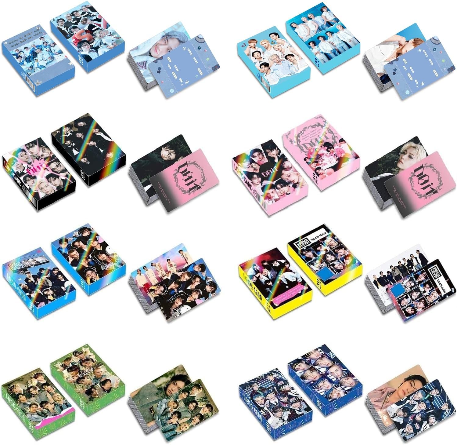 8Pack/240PCS Stray-K Photocards,Stray-K Lomo Cards Greeting Cards for Collection(Pink)