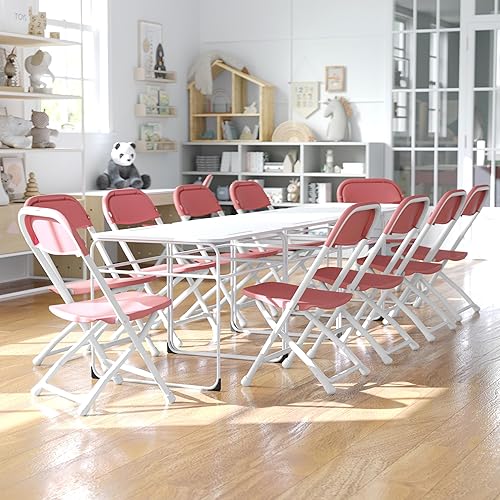 Miniatura 56 de Flash Furniture Paquete de 2 sillas plegables de plástico blanco para niños Blanco,Negro -,Azul,Marrón,Borgoña,Amarillo