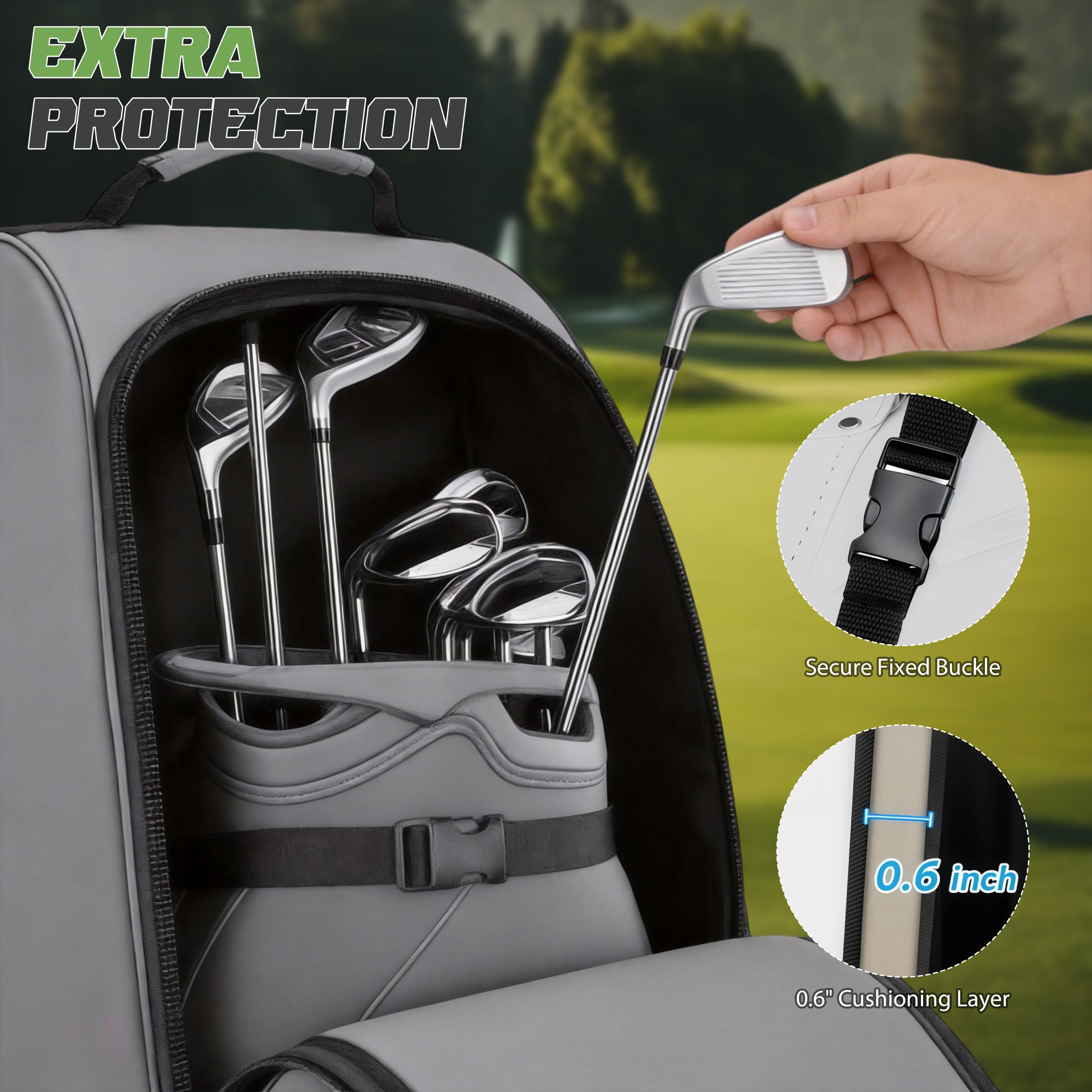 Bolsa de Viaje de Golf con Ruedas Tela Oxford 900D Gruesa Impermeable Funda de Transporte para Palos de Golf con Bolsa de Limpieza para Pelotas Bolsa de Golf portátil y Ligera para Viaje en avión
