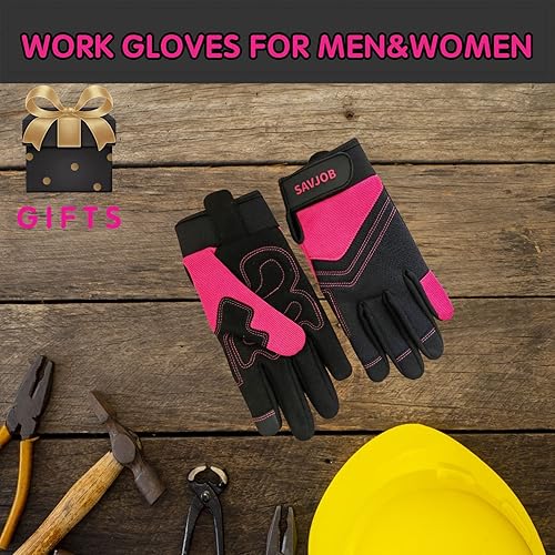 Miniatura 8 de Guantes de trabajo de seguridad para hombres y mujeres, guantes de trabajo utilitarios, guantes de mecánico, guantes de trabajo de patio, ajuste de