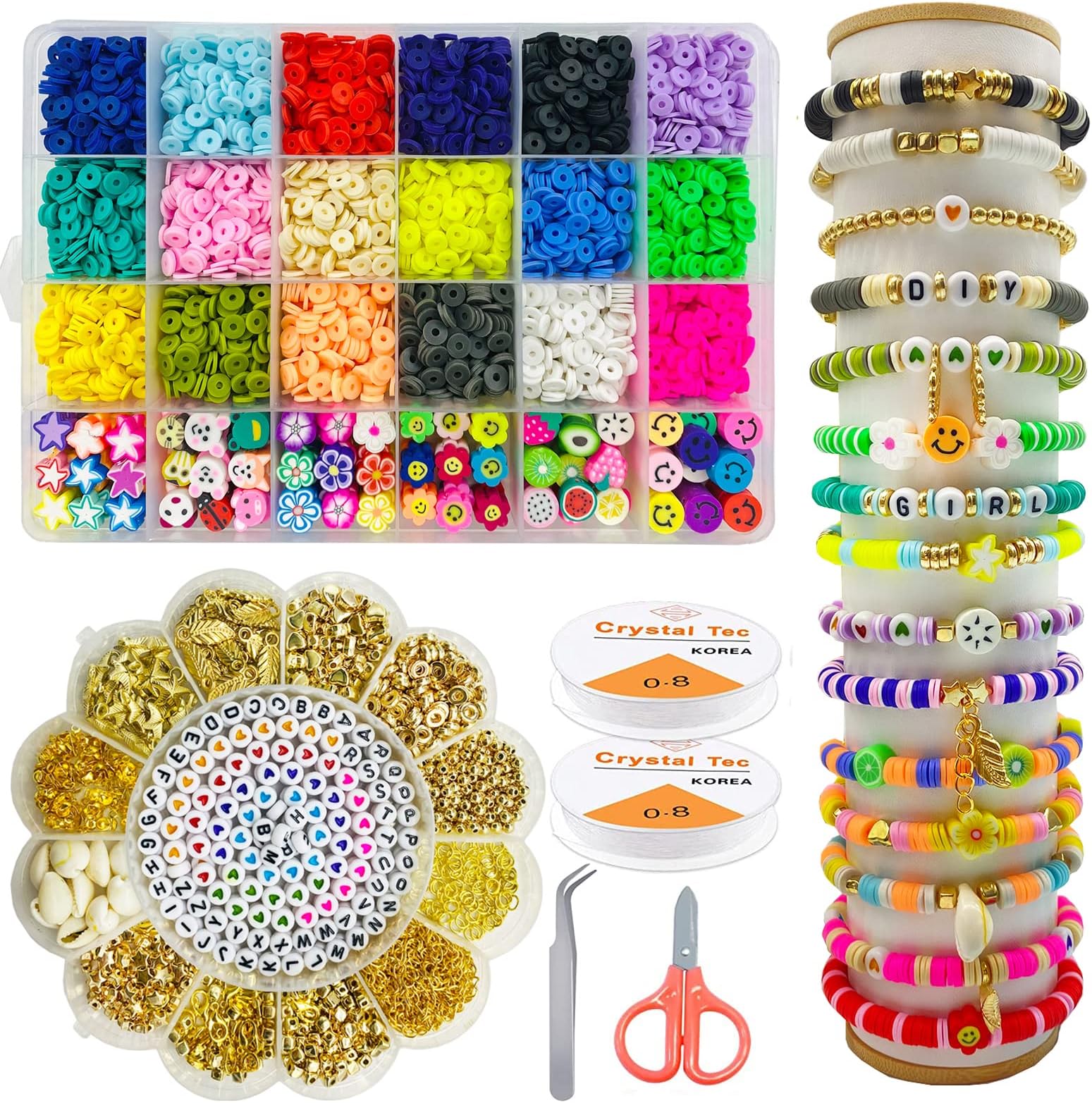 Kinearcharmskinearcharms 4780pcs Clay Beads Kit,Christmas Birthday Gift for Girls Kids