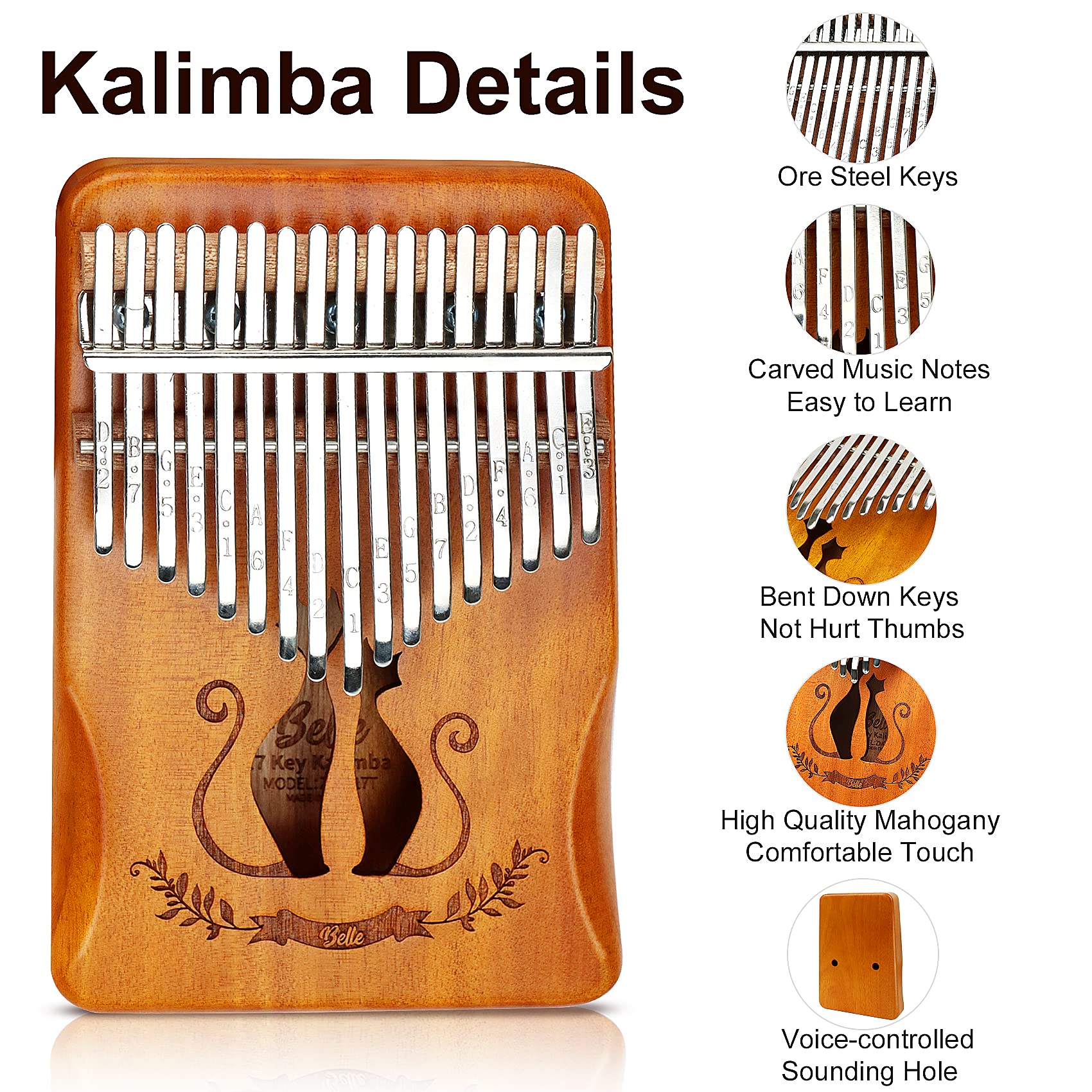 Kalimba - Pianoforte a 17 tasti, per principianti, martello d'accordo, impermeabile, regalo per bambini e adulti, tutto in un unico set