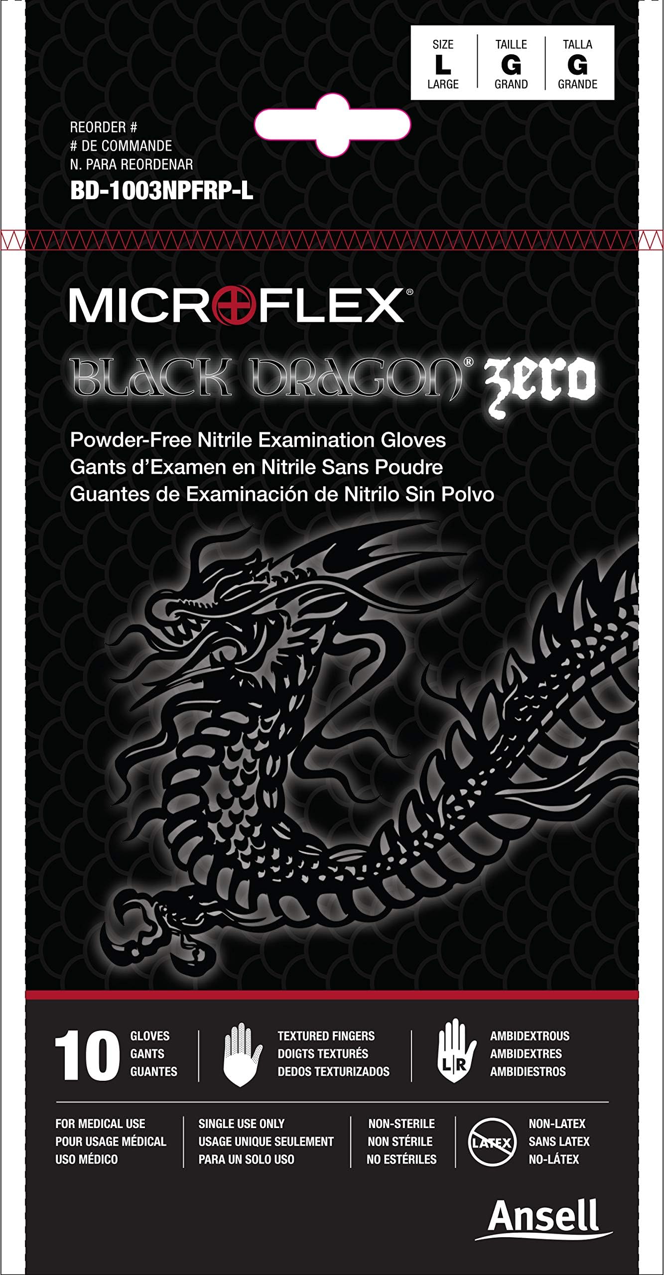 Microflex Black Dragon Latex Gloves 20 Boxes/case Size