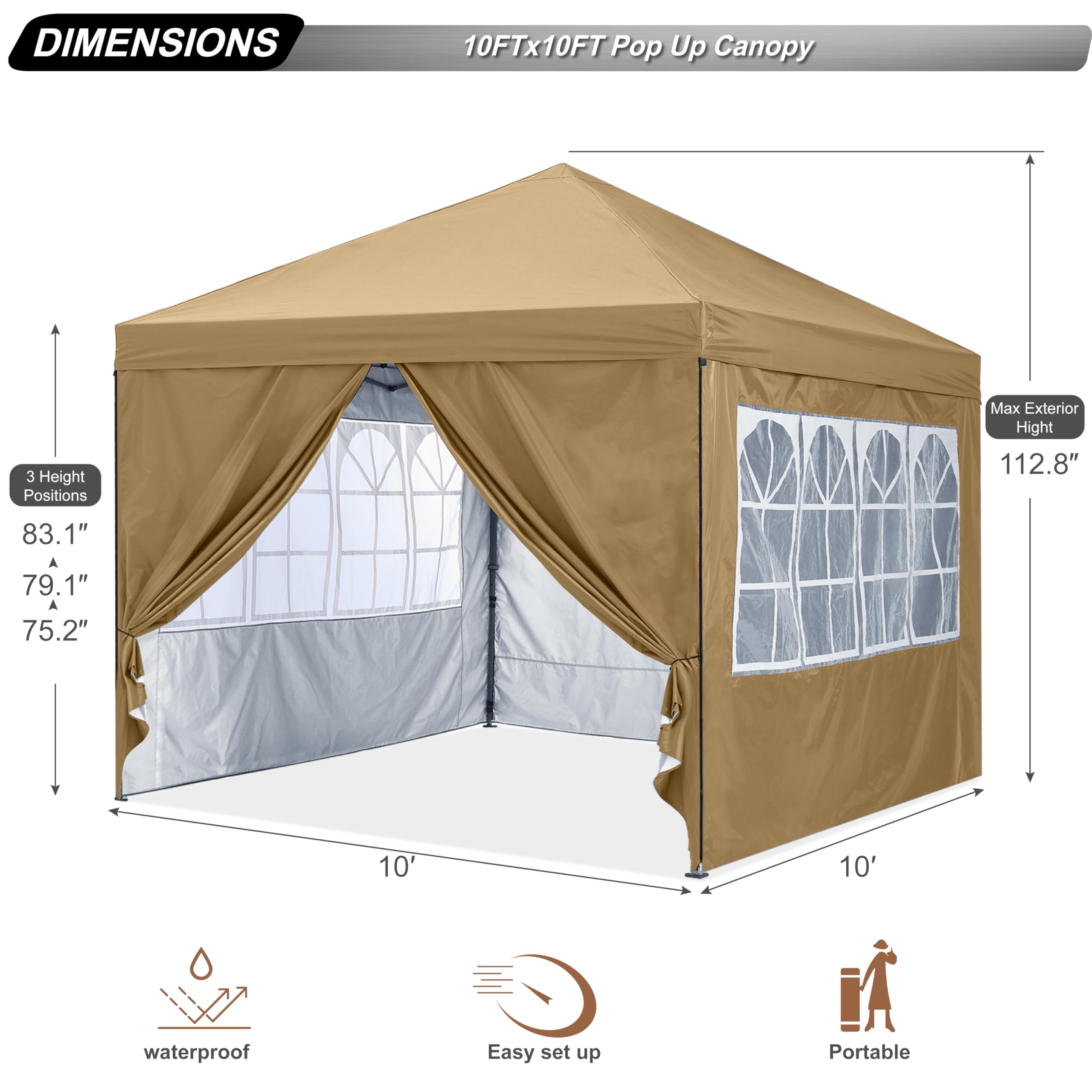 Amazon | ABCCANOPY 10×10 ポップアップキャノピーテント インスタント
