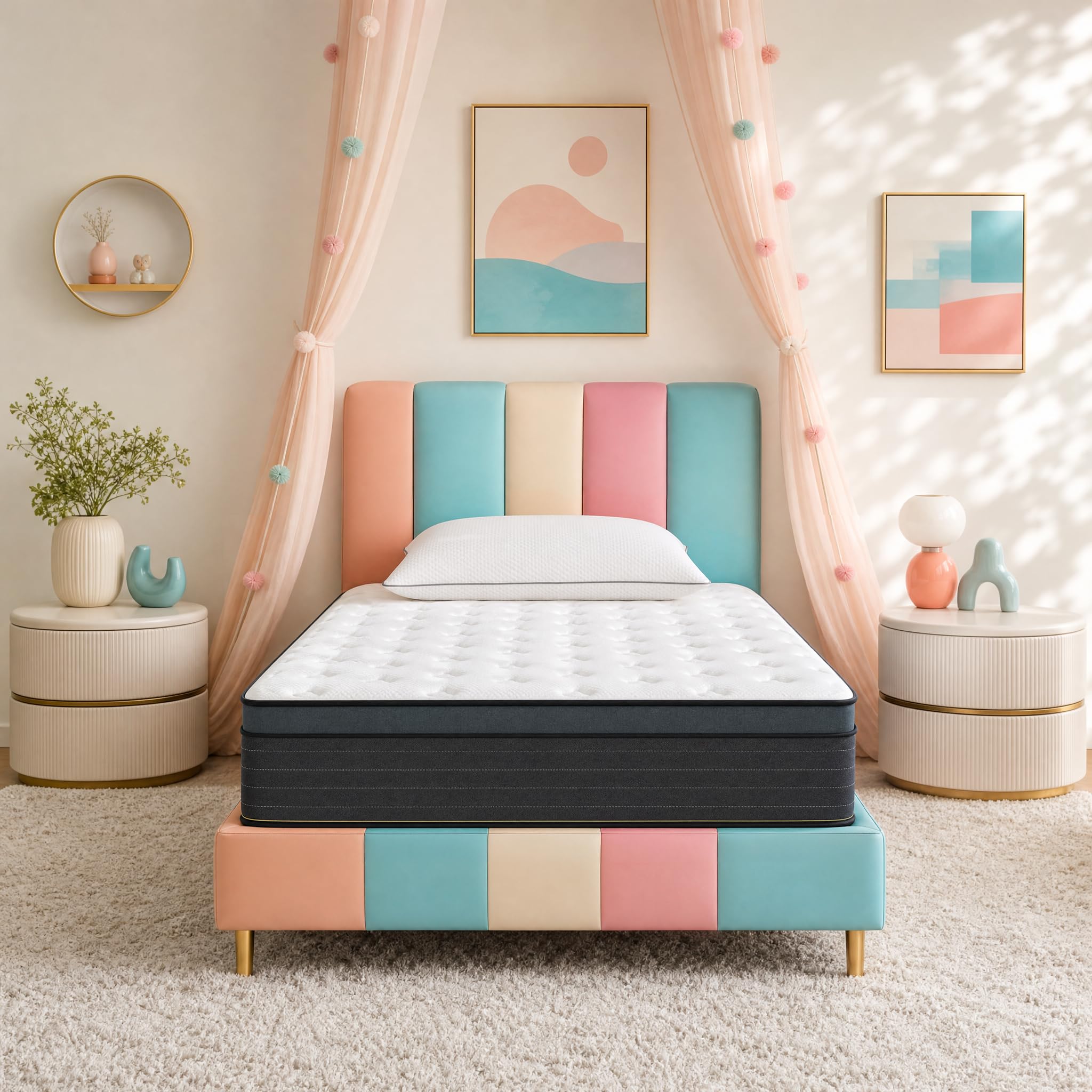UNZIPE 12 Inch Twin Mattress, Medium Firm, Pocket Coils