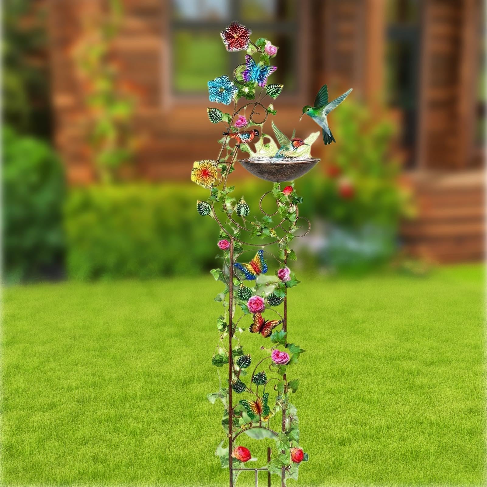 Bebedero Exterior Para Pájaros Bebedero De Agua Decorativo | Cuenco Baño Pájaros Para Jardín, Patio, Terraza, Jardín Trasero Y Patio Interior