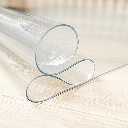 Miniatura 4 de MuArts Tapete elástico transparente para silla para suelos de madera dura, de 40 x 48 pulgadas, tapete protector de madera y azulejos para el hogar