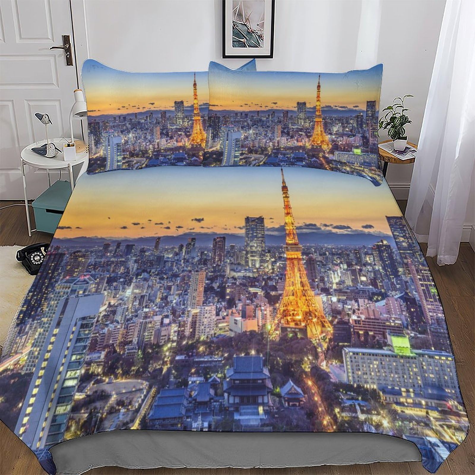 Parure de lit Tokyo 3D pour chambre adulte et enfant housse de couette King en microfibre douce