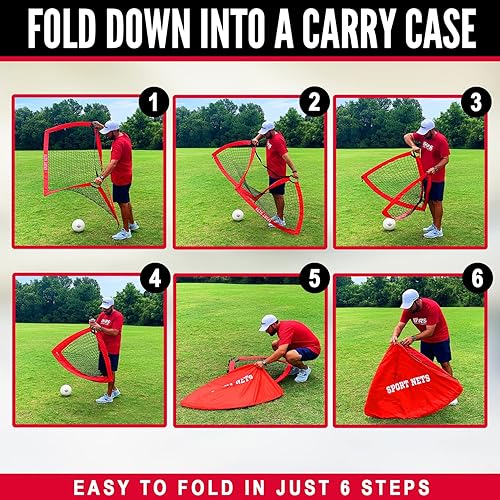 Miniatura 7 de Porterías de fútbol desplegables para niños (juego de 2 porterías) con bolsa de transporte, fácil de instalar y quitar, montaje rápido, diseño