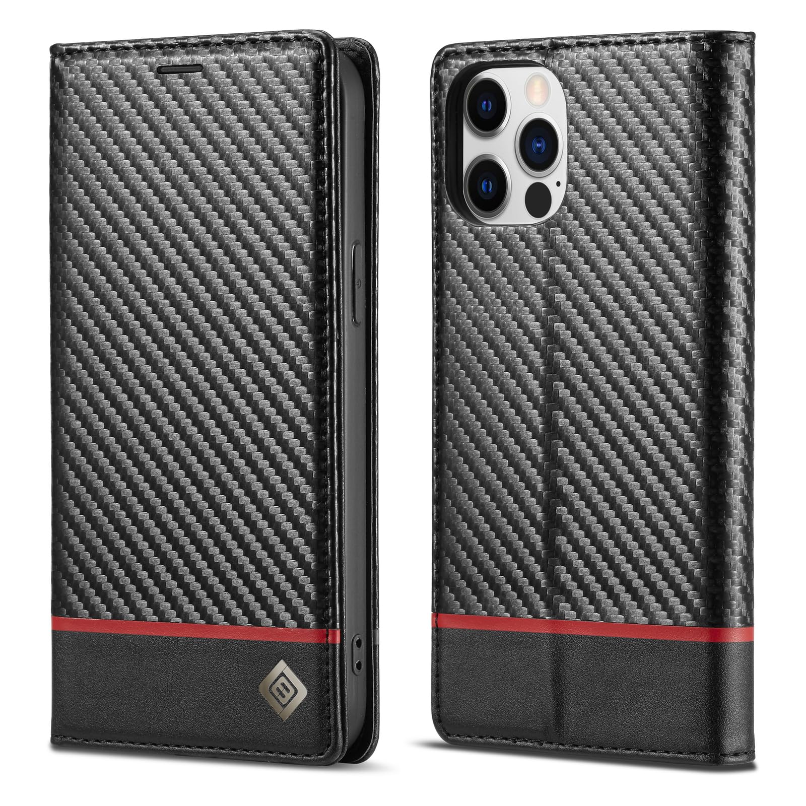 Étui iPhone 15 Pro Max portefeuille clapet protection cuir noir