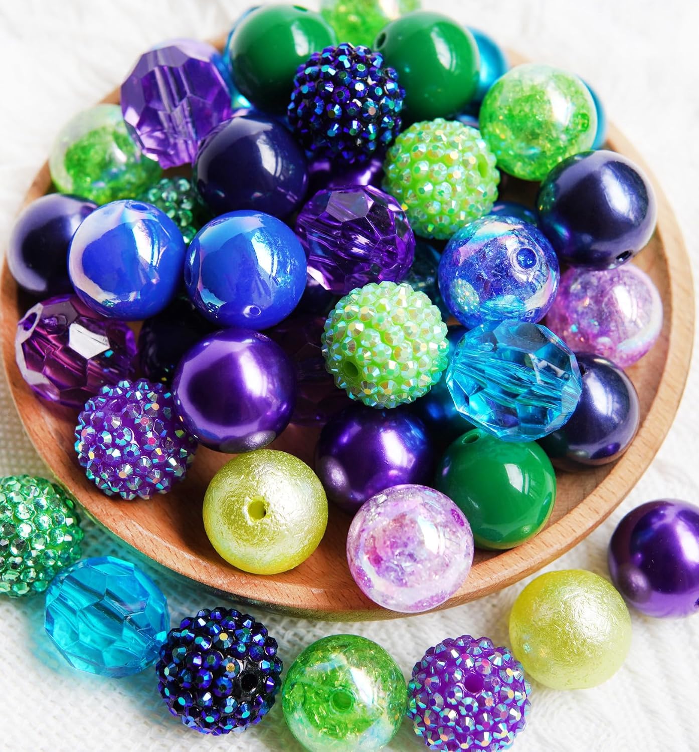 20mm Beads for Beadable Pens Mix, Bubblegum Bead 20mm Bulk, 20 mm Bead for Keychain, Large Chunky Bubble Gum Beads for Jewelry Making, 50 pcs (Purple/Blue/Green)