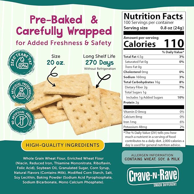 Galletas Crave-N-Rave The Originals Champ Wheat Crackers Bites, 4 Paquetes, 80 oz miniatura 2