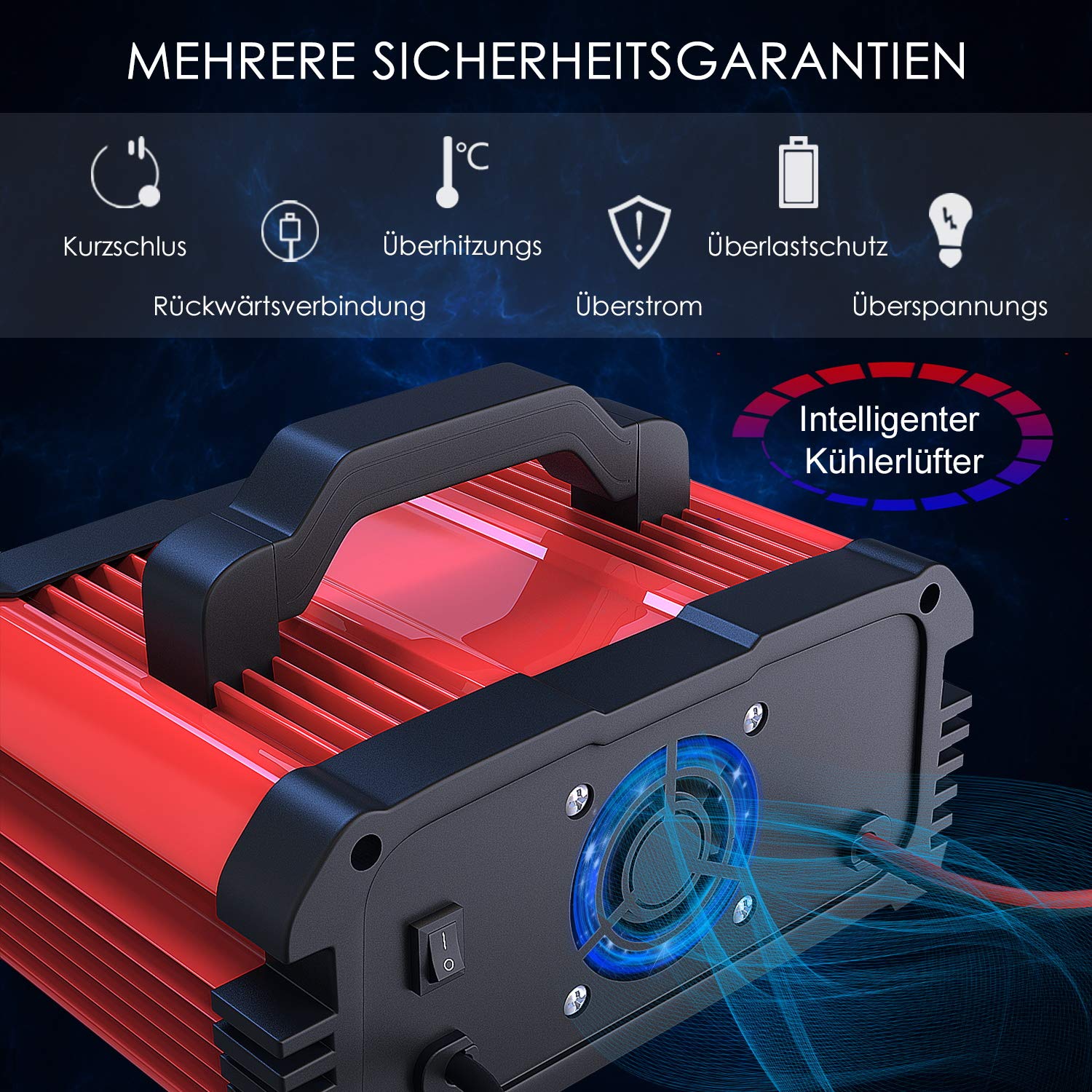 25A Batterieladegerät 12V 24V | Vollautomatisches KFZ Ladegerät mit LCD Display | 5A 10A 25A Einstellbar | Intelligentes Erhaltungsladegerät für Auto LKW Wohnmobil Boot