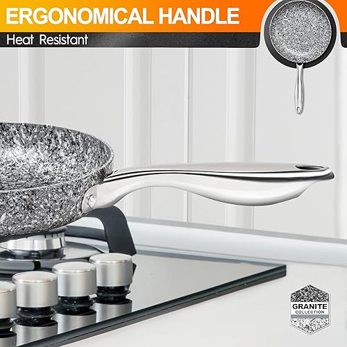 Miniatura 8 de Sartén de granito para freír, gris, de 8' & 10' & 11 & 12 pulgadas.