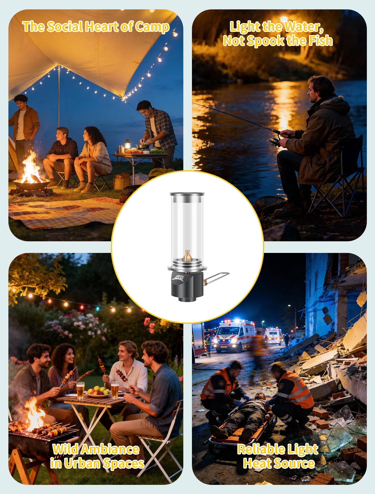 Tentock Gaslampe Sturmlaterne Gas Camping Lampe Winddichte Glasabdeckung Einstellbare Helligkeit Tragbar Angeln Wandern Bergsport Outdoor