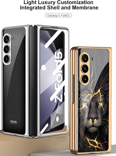 Miniatura 2 de Funda para Galaxy Z Fold 5, elegante marco galvanizado con vidrio estampado, protector de pantalla integrado compatible con Samsung Galaxy Z Fold 5,