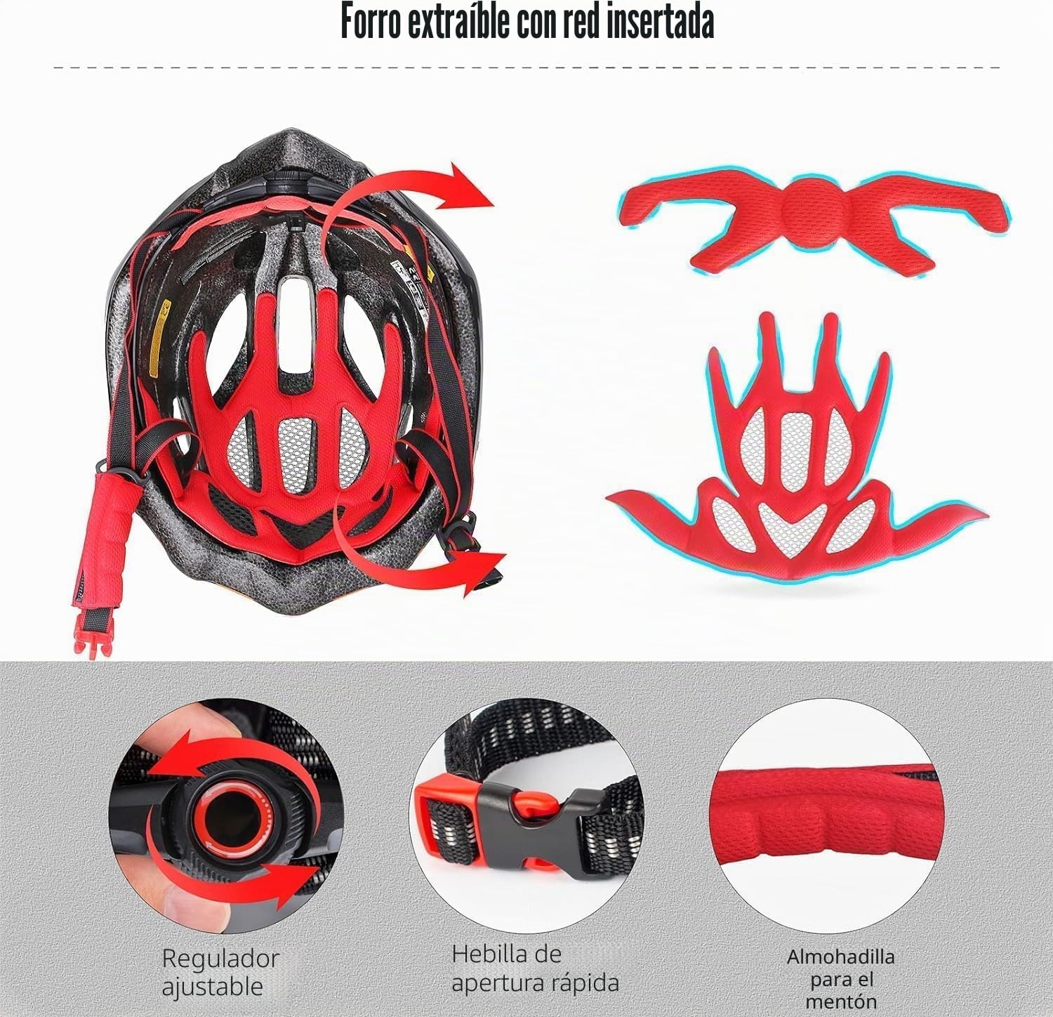 Casco Shinmax Bicicleta Adulto MTB con Luz y Visera Certificado CE Ligero Ajustable para Ciclismo y Skateboard