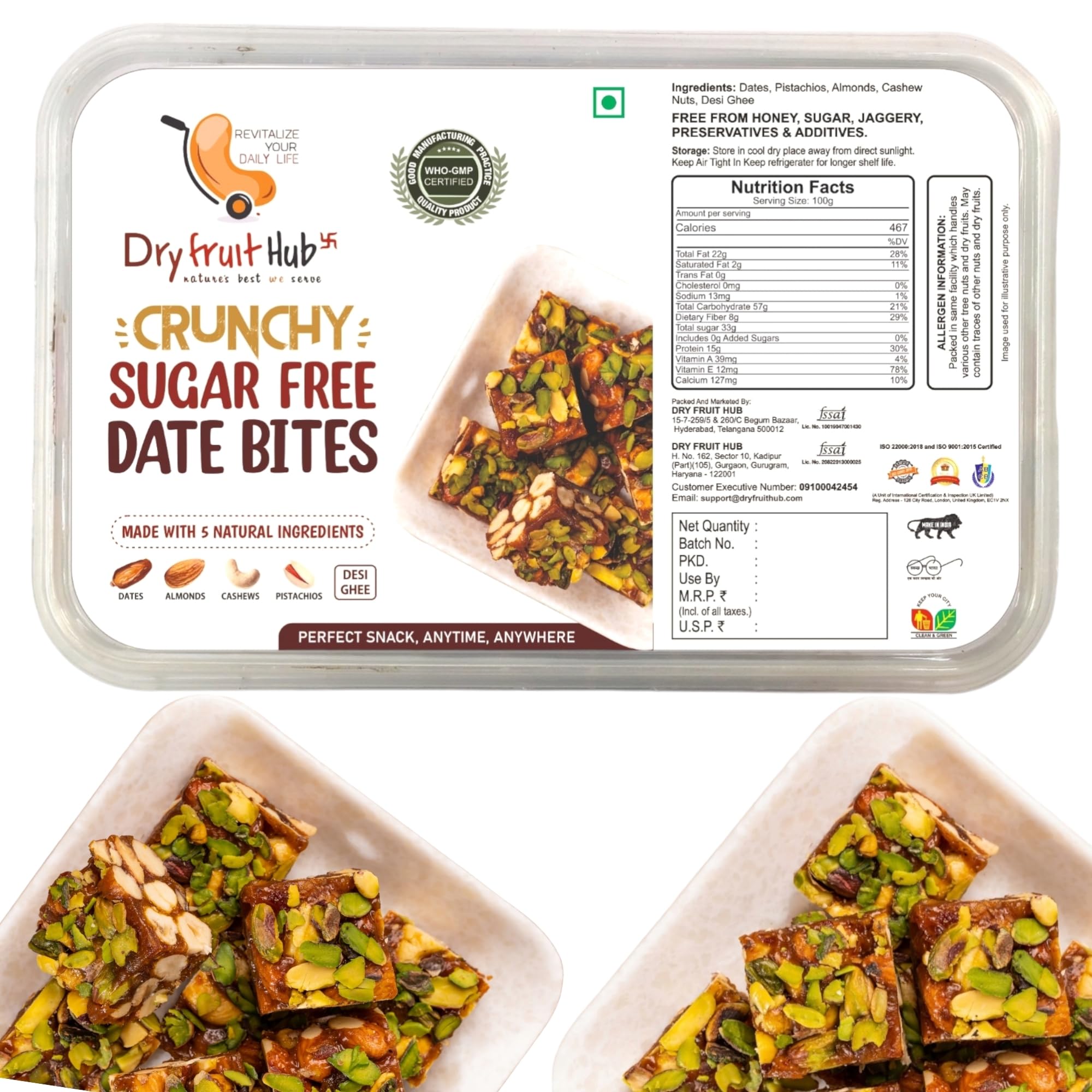 Dry Fruit Hub Crunchy Date Bites 250g I Sugar Free Dates Barfi Made with Dates, Pista, Cashews, Almonds, and Pure Ghee I Dry Fruits Nuts | Energy Booster | Fresh And Tasty Healthy Snacks (B0D4F1LLQ7) Amazon Price History, Amazon Price Tracker