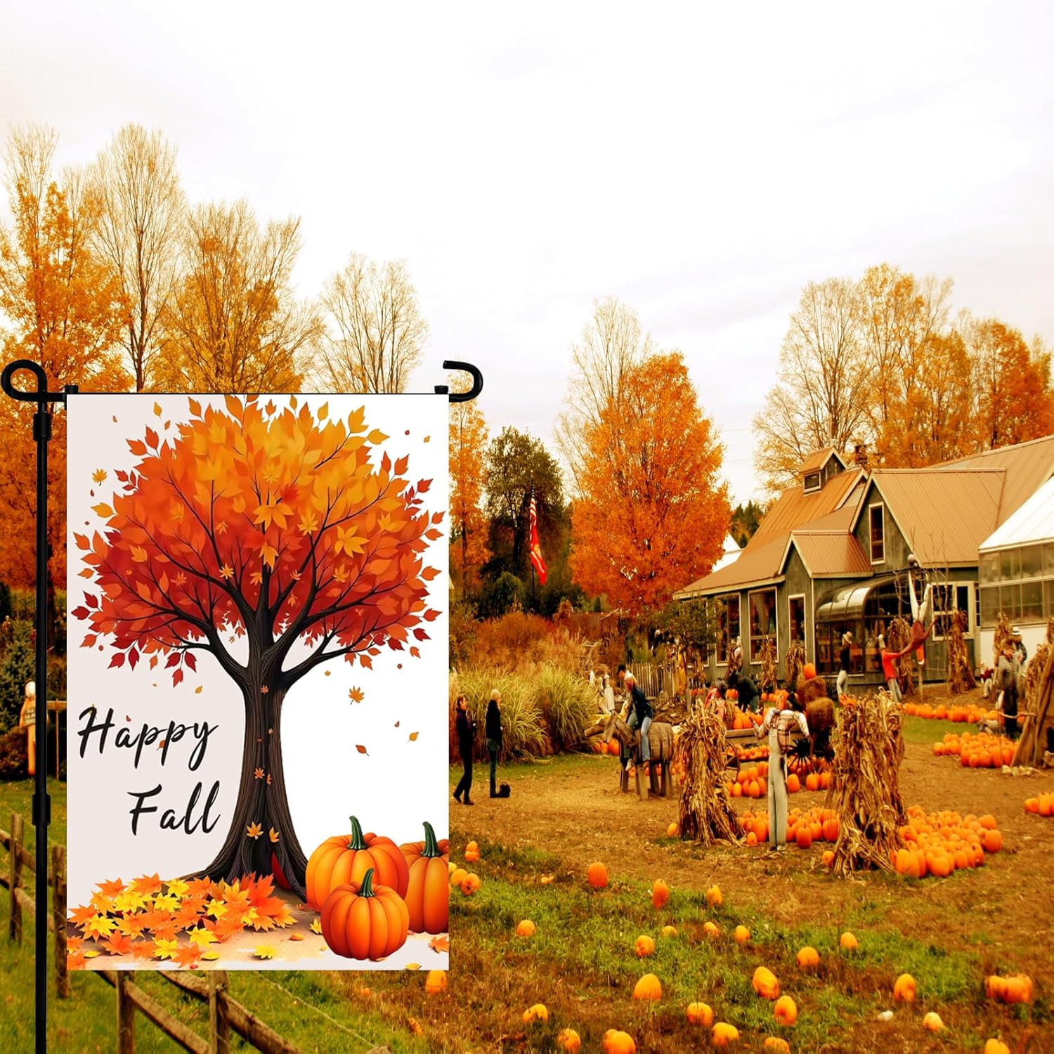 Fall Garden Flags 12x18 Inch -Double Sided Small Autumn Tree Pumpkin Holiday Yard Flags UV protection Fade Resistant for Holiday Decoration Outdoor - Image 7