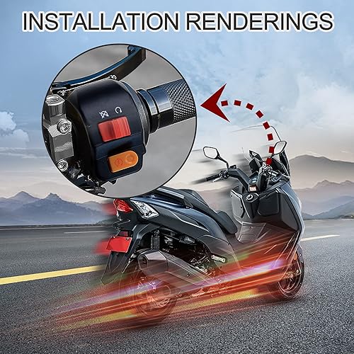 Miniatura 6 de GOOFIT Botón universal de interruptor de faro delantero de montaje en manillar derecho de 7/8 pulgadas con interruptor de encendido de repuesto para