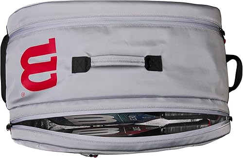 Miniatura 7 de WILSON Super Tour - Bolsa de pickleball con capacidad para hasta 3 paletas, gris/rojo/negro