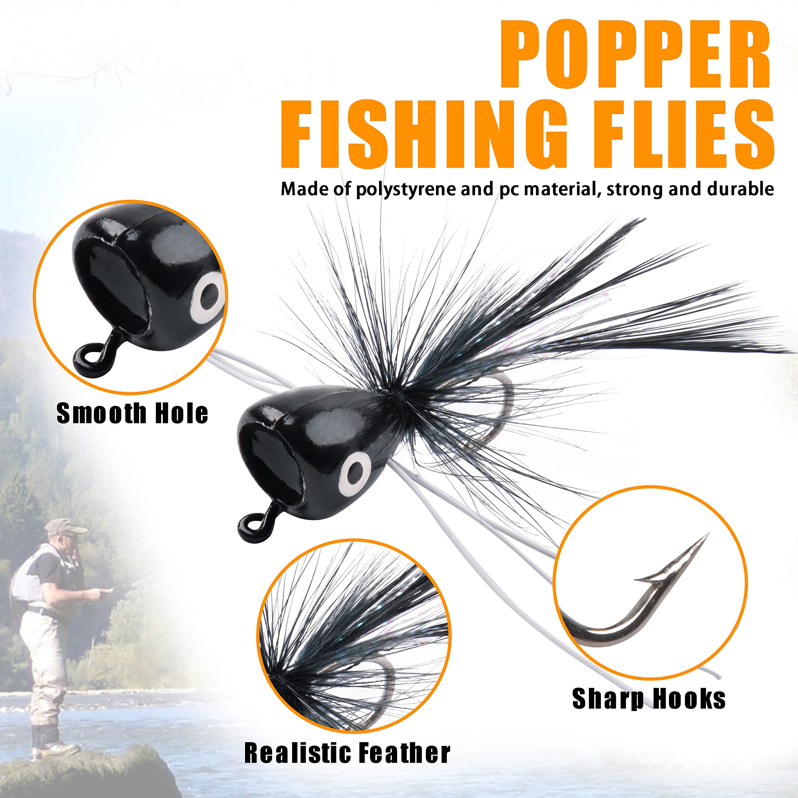 Kit Assortiment De Leurres De Pêche à La Mouche - Poppers, Mouches Sèches Et Humides - 10 Pièces