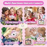 Vista 2 de Cámara Mejorada para Niños para Niñas, Regalos de Navidad y Cumpleaños para Niños, Cámara de Video Digital Selfie HD 1080P para Niños Pequeños
