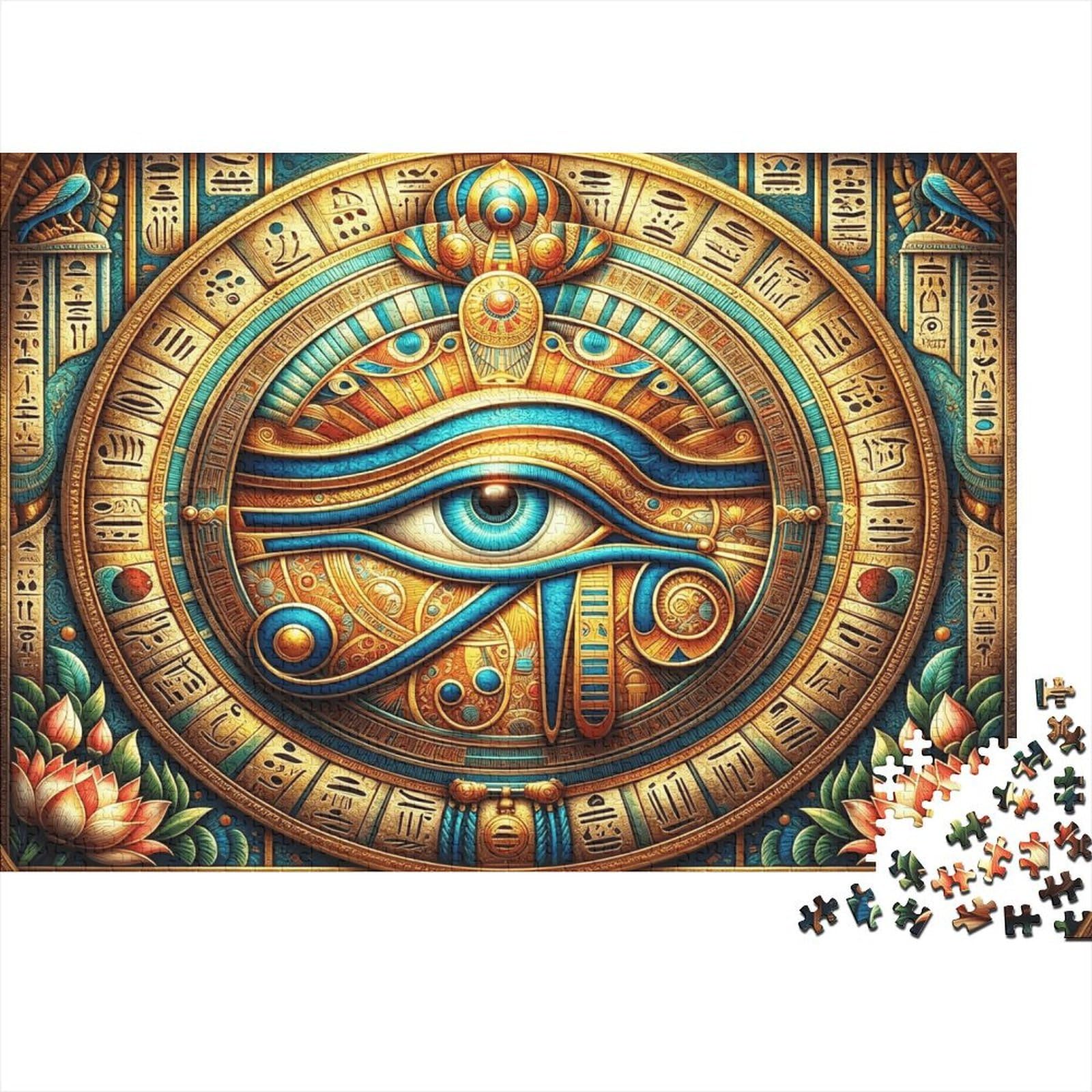 Egyptian Symbols Adult Jigsaws 1000Pc Recyclable Material Eye of Horus Jigsaw Puzzles Family Gaming Time Props Perfect for Family And Friends Birthdays 38x26cm/1000pcs