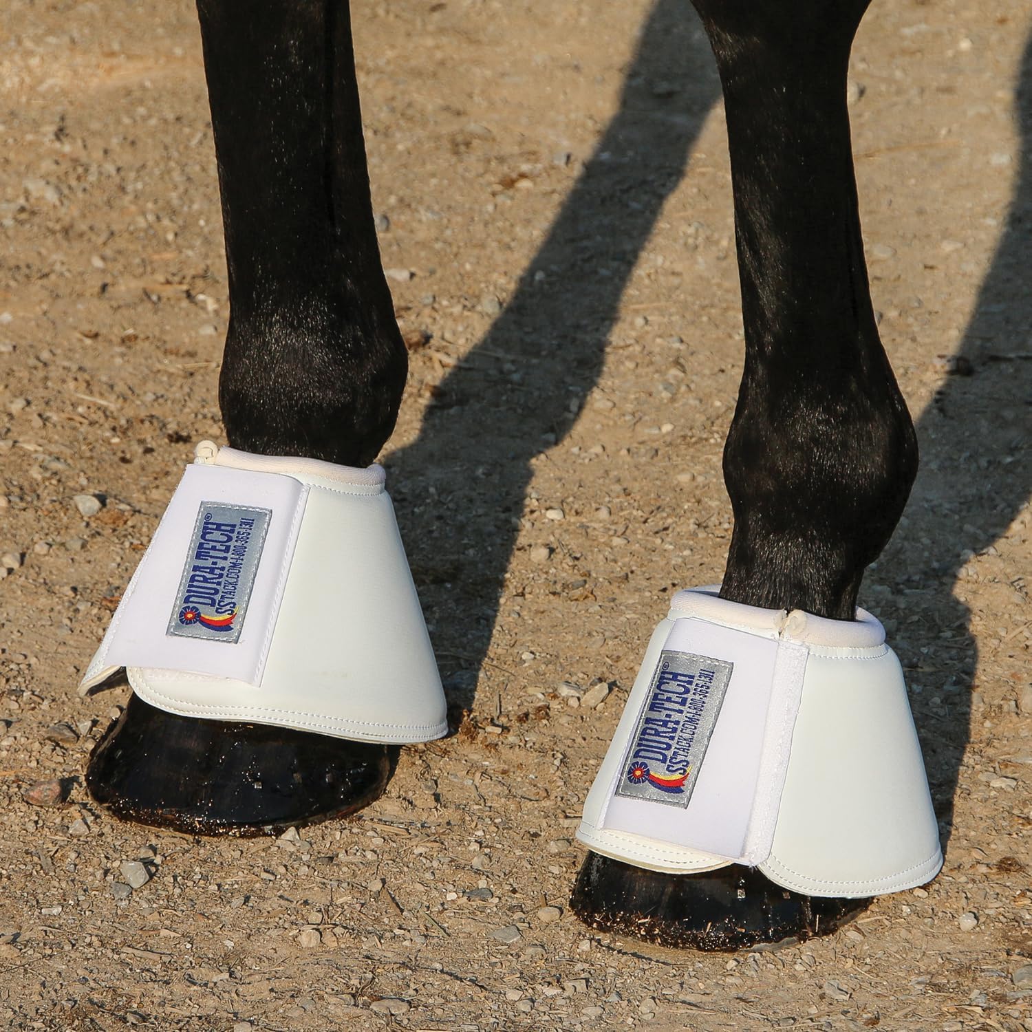 Dura-Tech Cushion Lite Bell Boots for Horses | Lightweight Horse Protection | Impact Absorbing | Comfortable Padding | Secure Double Hook & Loop Closures | Non-Rub Lining | Size X-Large | Color Black