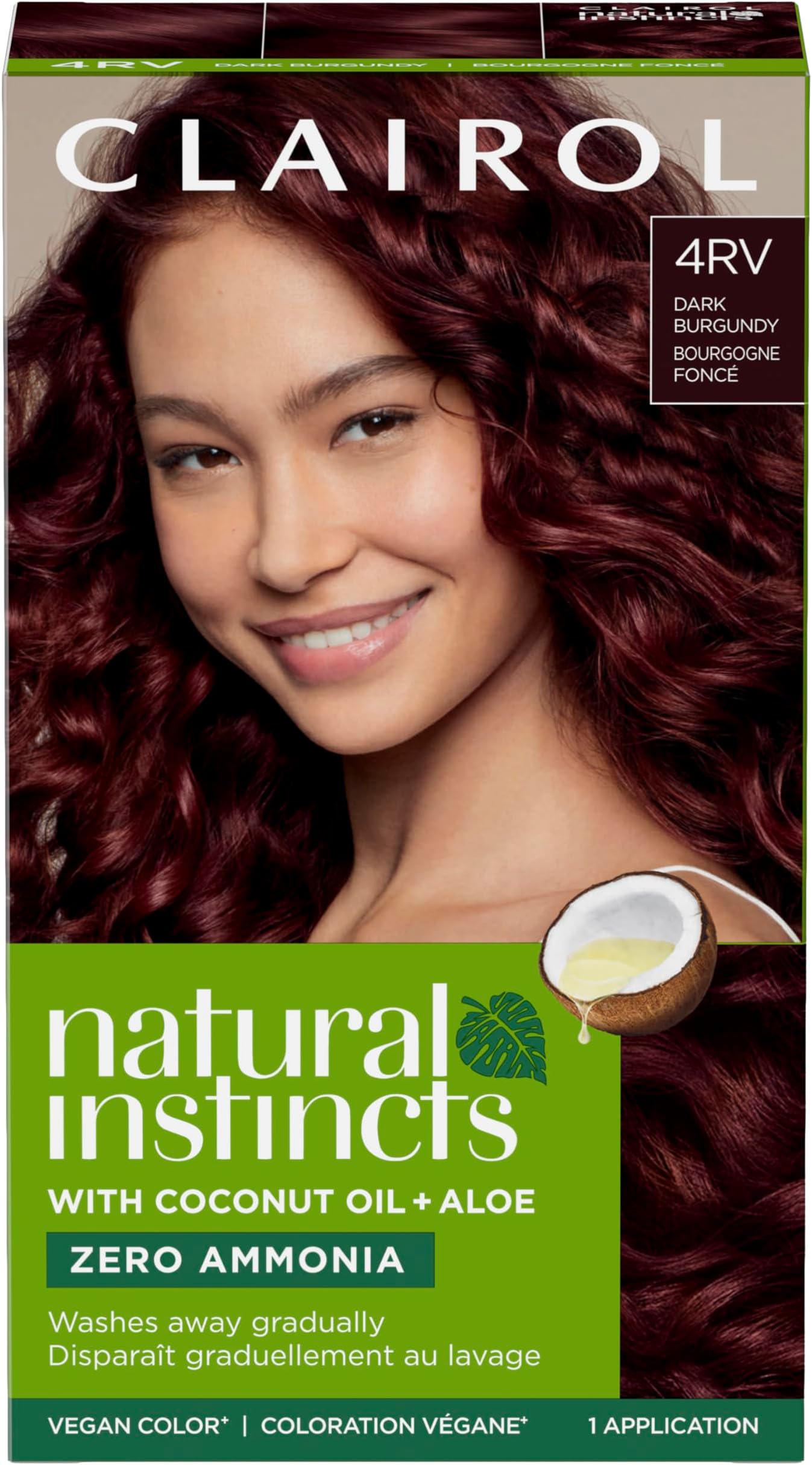 Natural Instincts Demi-Permanent Hair Dye, 4RV Dark Burgundy Hair Color, Pack of 1