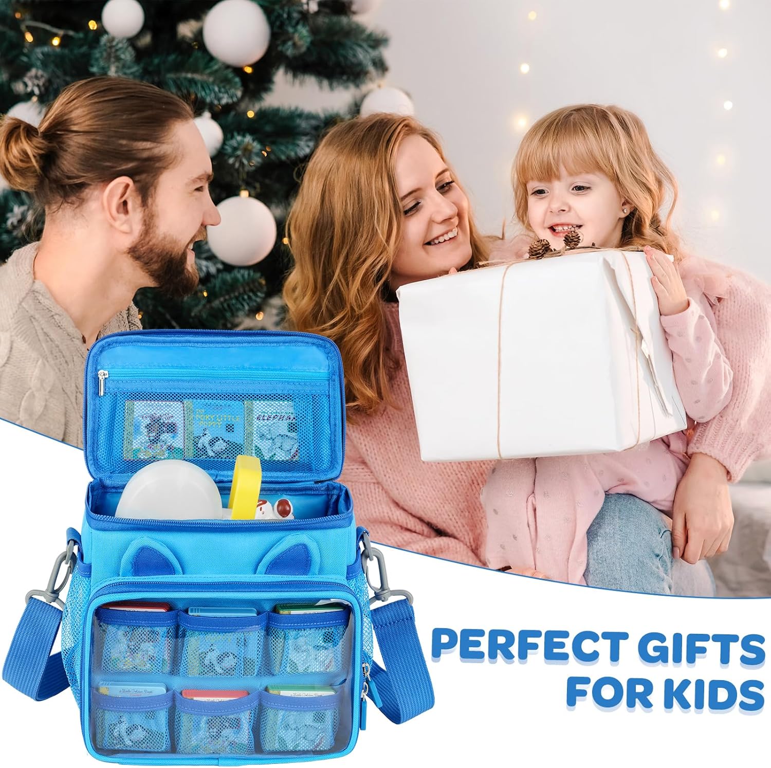 Carrying Case Compatible with Toniebox Starter Set Bundle, Travel Storage Bag Compatible with Little Tikes Story Dream Machine Books Starter Set, Blue(Bag Only)