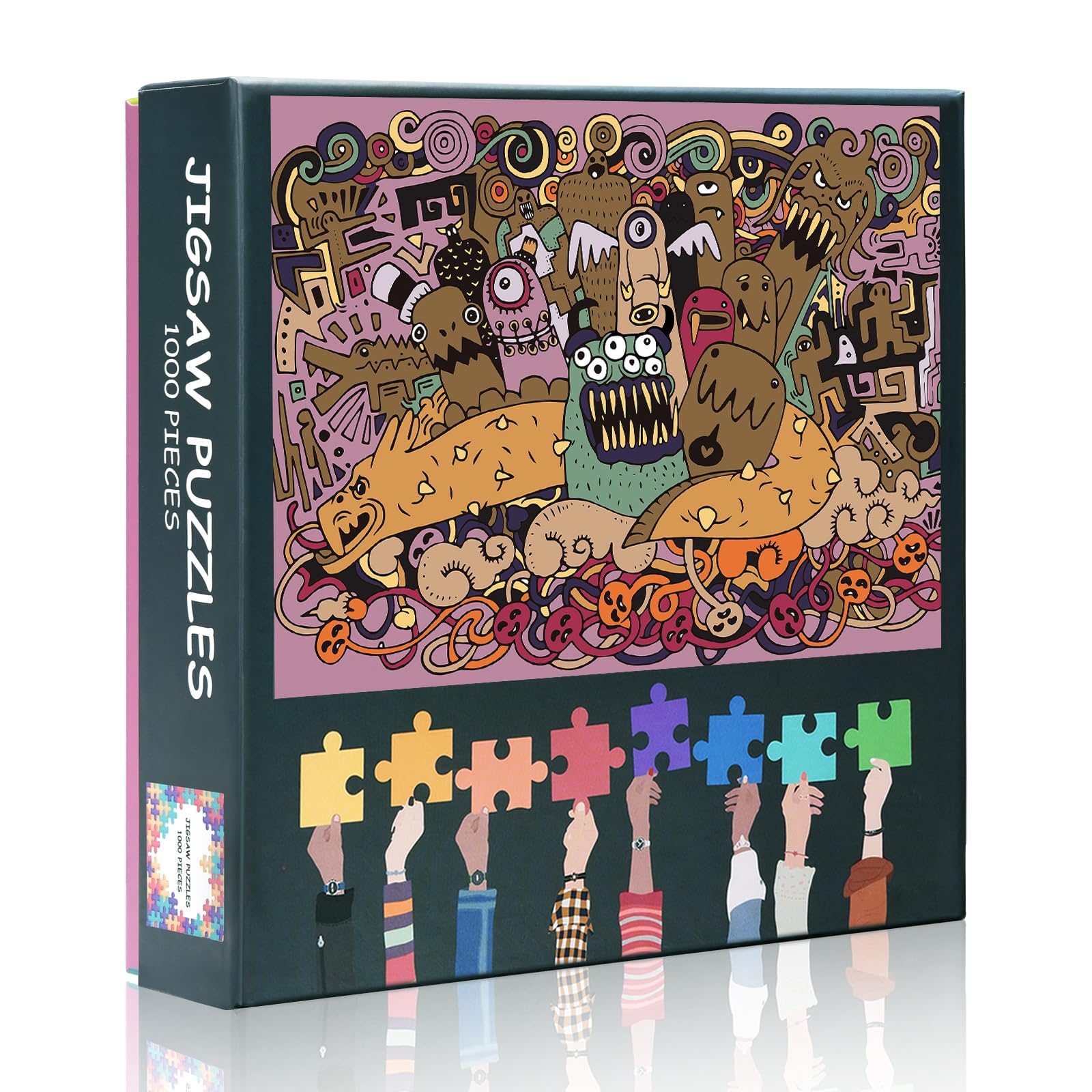 Abstraction Jigsaw Puzzles for Adults 1000 Pieces, Monsters and Cute Alien,Cute Monster Puzzle, Impossible Challenging, 19.5 x 27.5 Inch