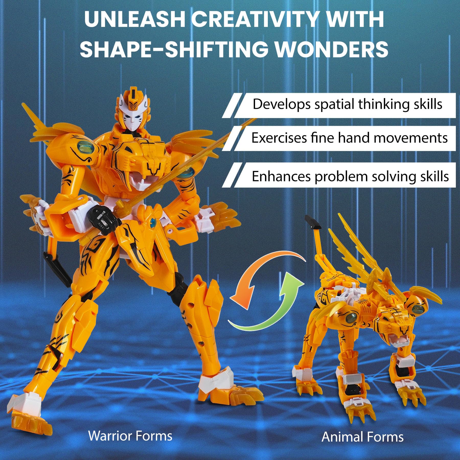Buy GAGINAN Manchurian Tiger Warrior Turns Into Robot Toy, 23 cm