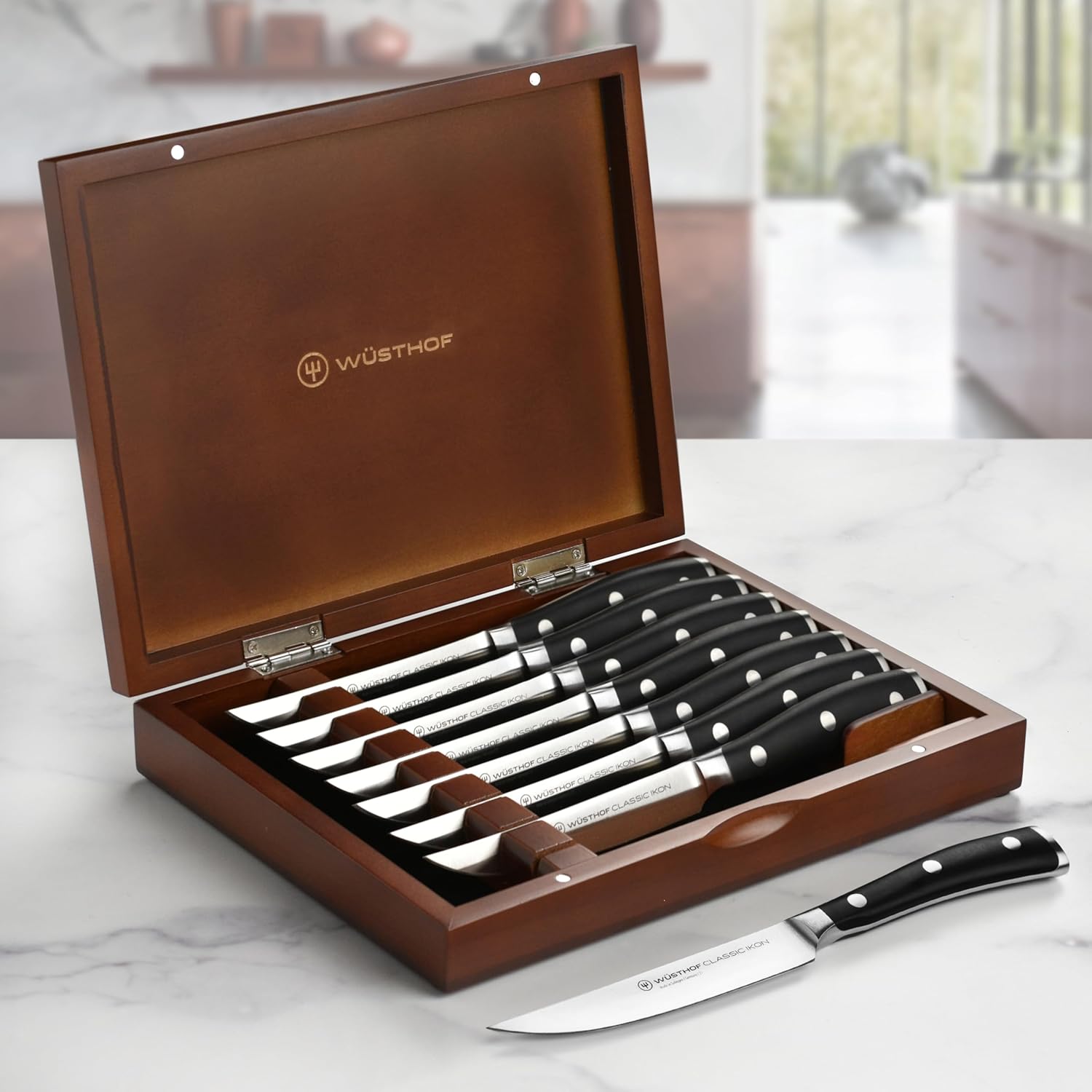 Wusthof Classic Ikon 8-piece Steak Knife Set with Wood Case - Image 6