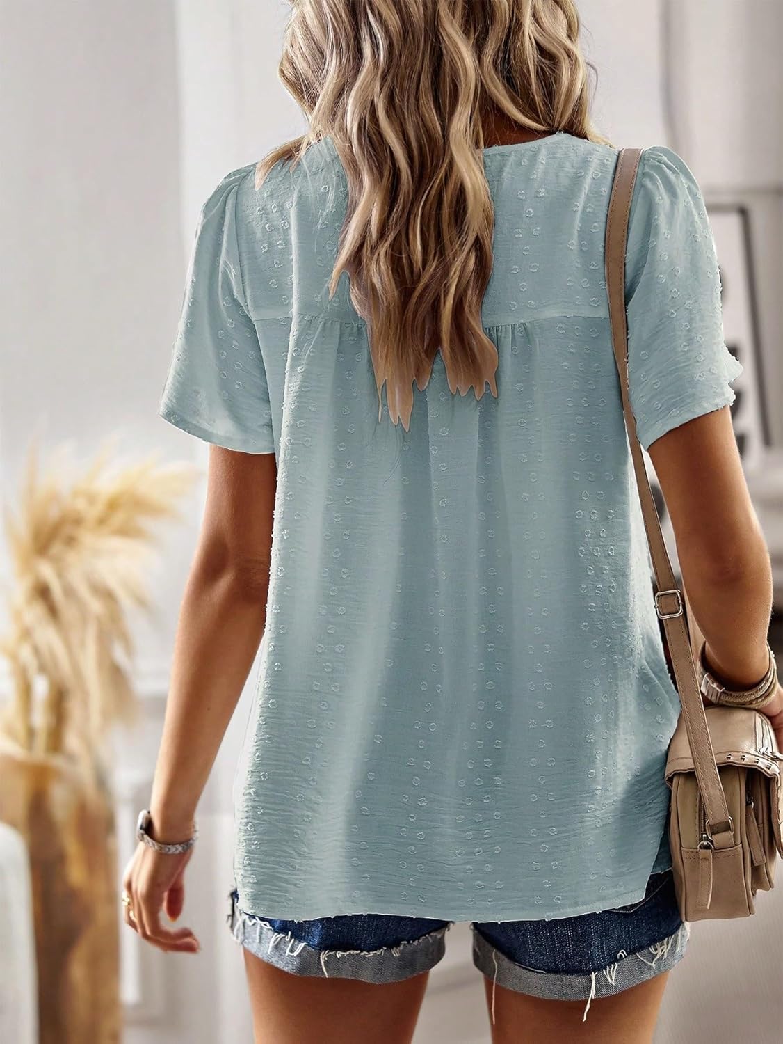 Women's Classic-Fit Shirt Dot Lace Blouse
