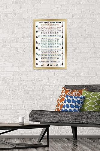 Miniatura 8 de Trends International Guitar Chords II - Póster de pared con texto en inglés "Learn to Play Guitar", 22.375 x 34 pulgadas, versión enmarcada de