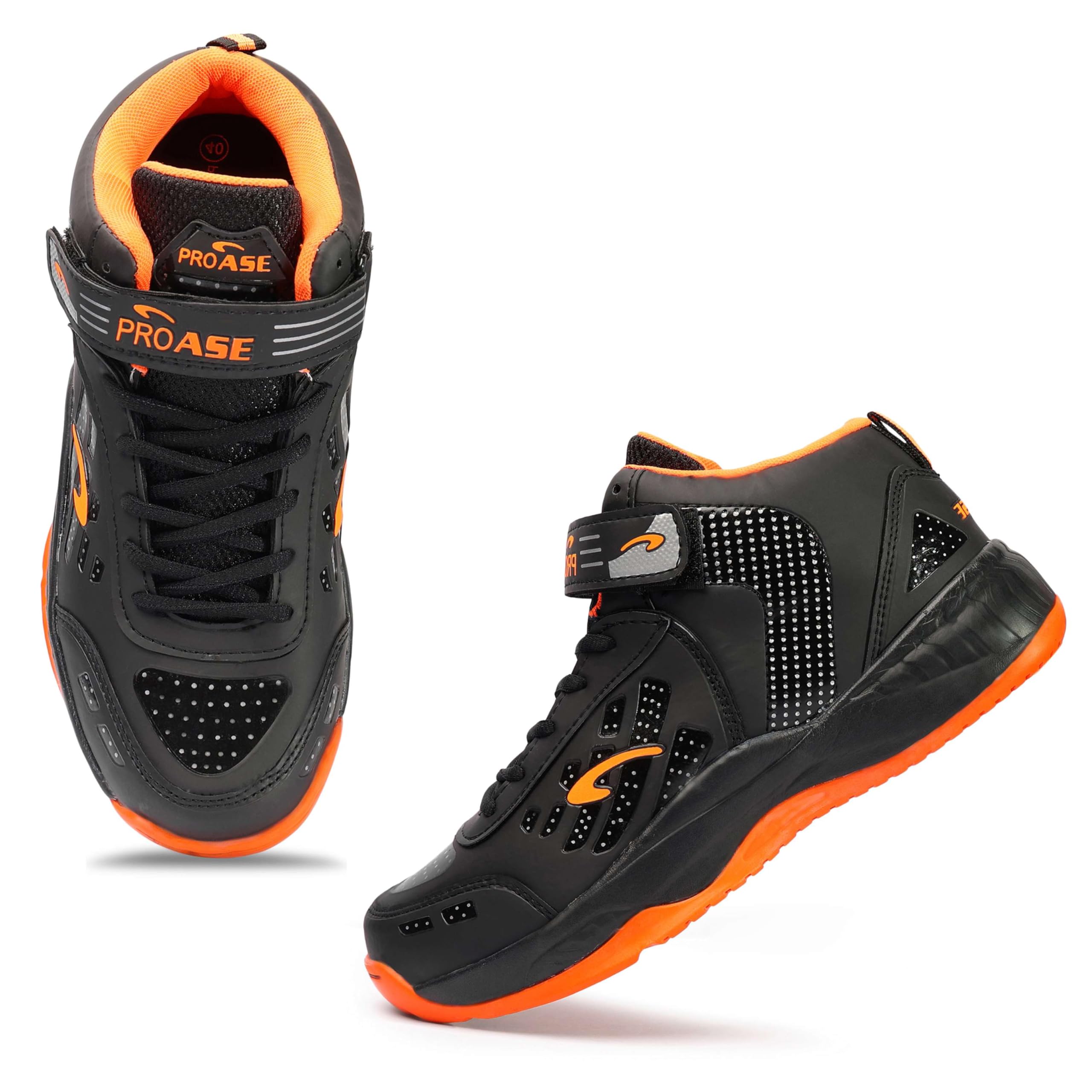 PRO ASE Basket Ball Shoes for Men with Natural Rubber Sole- Basketball All Court High Top Velcro Shoes for Boys & Men