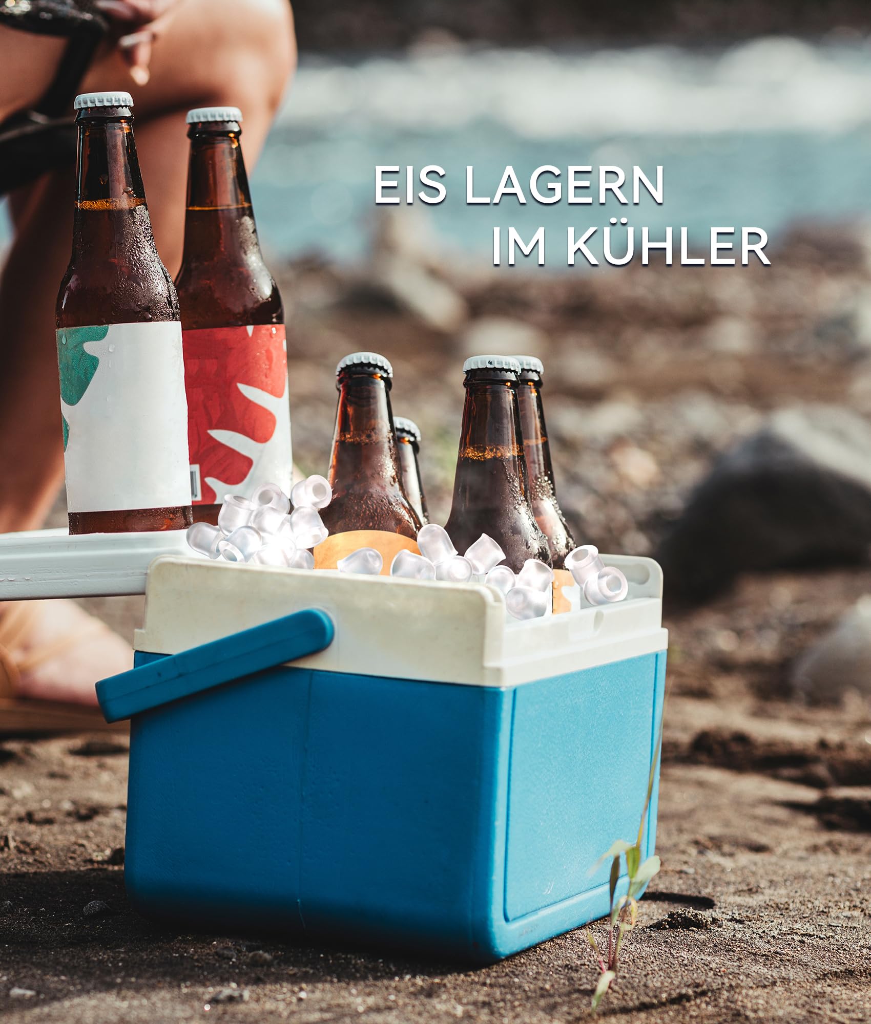 ecozy Eiswürfelmaschine Klein, Selbstreinigende Ice Maker, 2 Eiswürfel Größen, 9 Würfel in 6 Minuten Fertig, 12 KG/24H Schaufel und Korb für Küche, Büro, Bar, Party
