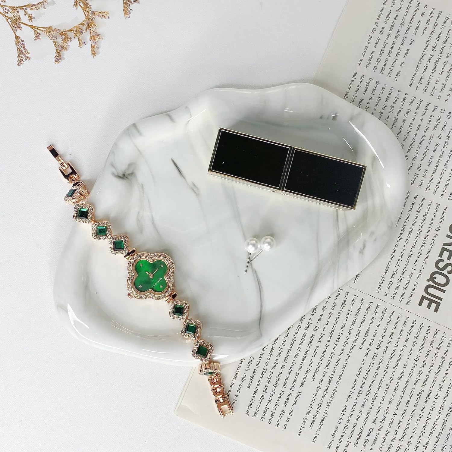 STECER Marble Jewelry Tray Dish,Ceramic Trinket Tray