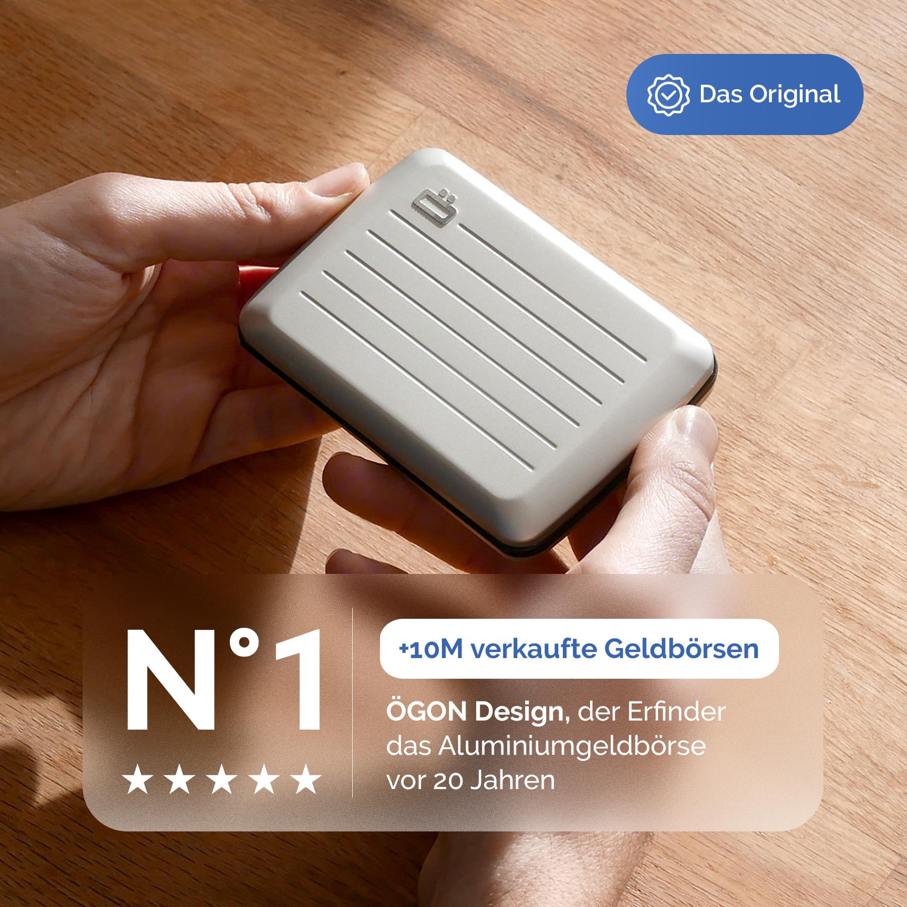 ÖGON -DESIGNS- Aluminium kartenetui mit metallverschluss, RFID Schutz vor betrug und entmagnetisierung, kompakte geldbörse, Modell Smart Case Oslo
