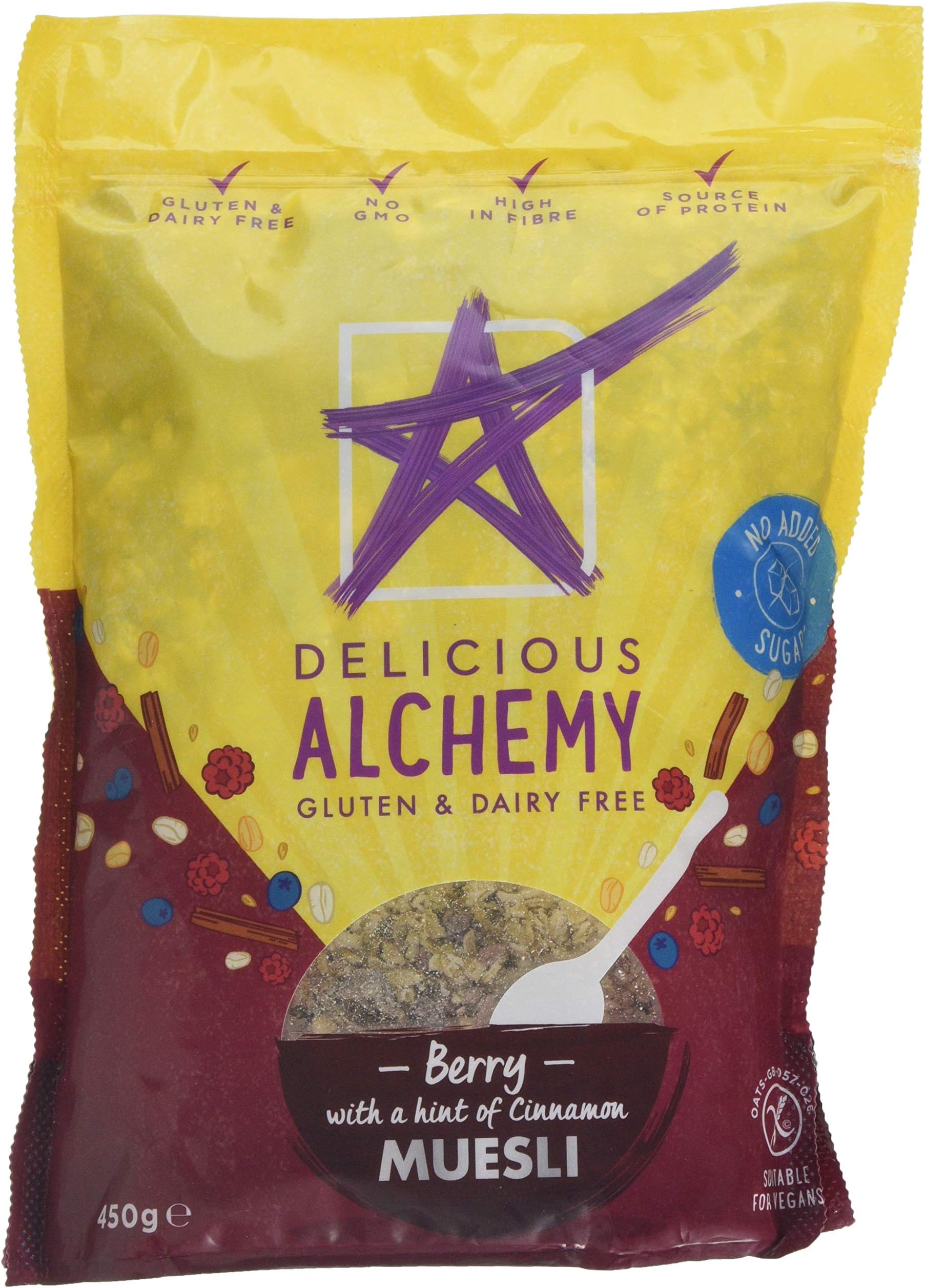 Delicious Alchemy Gluten & Dairy Free Berry and Cinnamon Muesli, 450 g