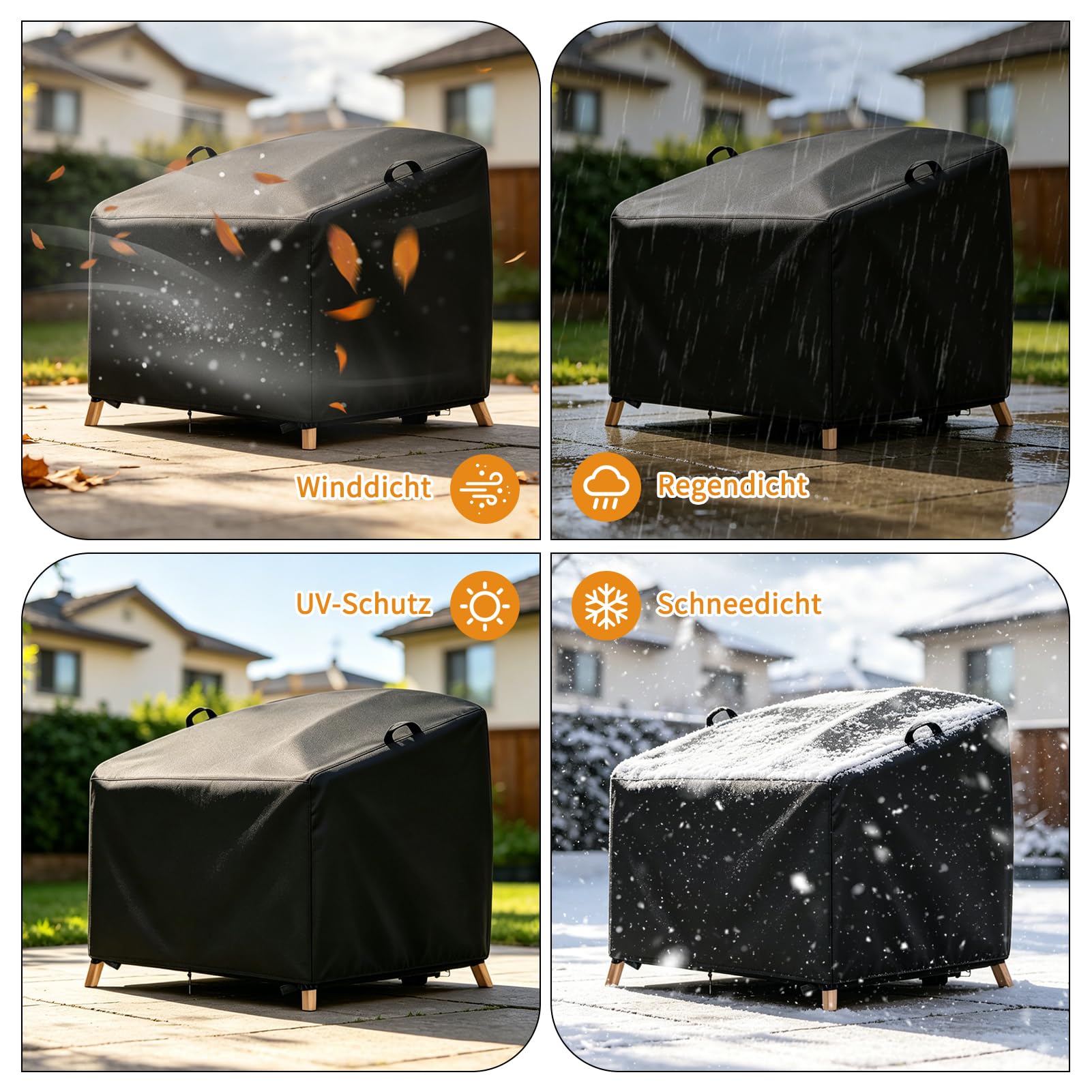 Housse de protection pour chaise à bascule en forme d’œuf de patio, imperméable en tissu Oxford 210D avec bande élastique, noire, résistante aux UV, pour une protection sûre contre la pluie et le