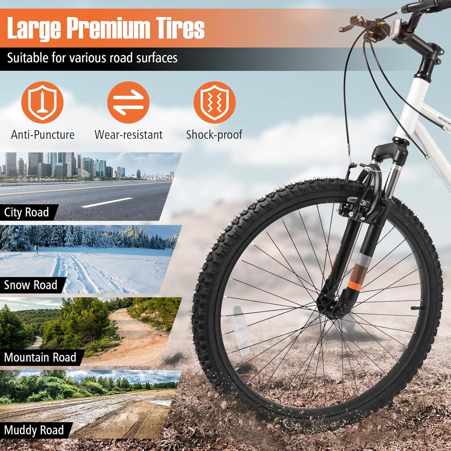 GYMAX 20 24 Inch Kids Mountain Bike, Kids Bicycles for Boys Girls w/Suspension Fork, 6-Speed Drivetrain, Dual Brakes, Anti-Slip Tires, Multi Colors