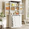DWVO Kitchen Pantry Storage Cabinet with Barn Doors, Tall Storage Cabinet with 4 Drawers and Adjustable Shelf, Versatile Storage for Living Room, Dining Room or Hallway, Gray Oak