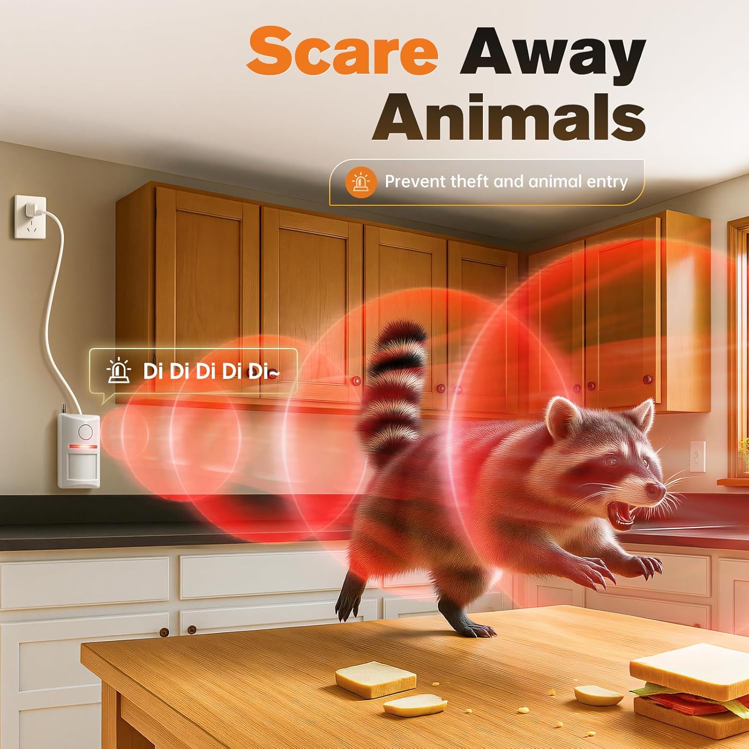 Wireless Motion Sensor Alarm & Doorbell Chime - AC Plug-in Security Alert with Remote - 90dB Infrared Detector for Business, Office & Garage (1 Motion Alarm + 1 Remote)