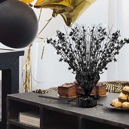 Miniatura 2 de Centro de mesa de aluminio en aerosol negro azabache, decoración de fiesta de cumpleaños, centros de mesa con estrellas para mesas, decoraciones de