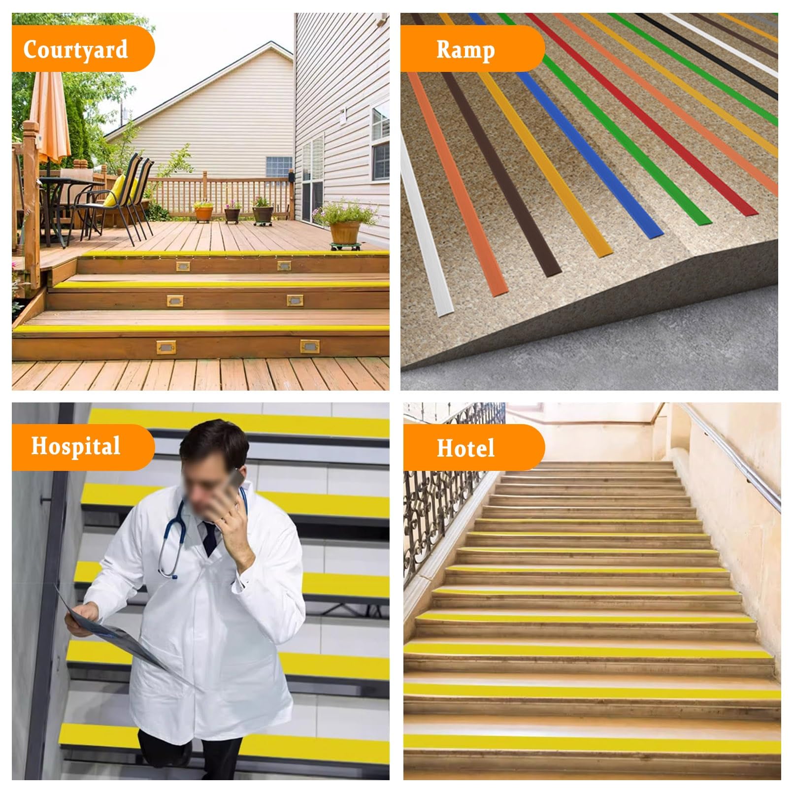 Borde de Escalera de Vinilo Antideslizante, Perfil de PVC Autoadhesivo de Borde Para Escaleras, Antideslizante, Utilizado Para Escaleras Interiores Y Exteriores, Tiras Antideslizantes Para Peldaños(Br
