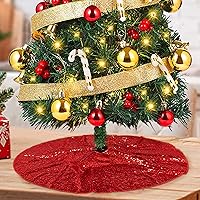 Vista 26 de ShinyBeauty - Falda de árbol de Navidad bordada y con lentejuelas de 24.0 pulgadas, falda de árbol de Navidad de poliéster para decoración de Navidad